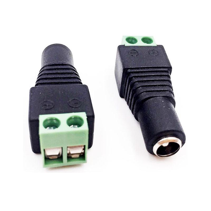 5.5x2.1mm Solderless DC Power Connector Kit: Female Plug & Male to Green Terminal for 12V Surveillance Camera