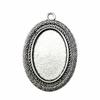 Antique Flower Frame Oval Bezel Charms For DIY Projects Glass Blank Tray Base