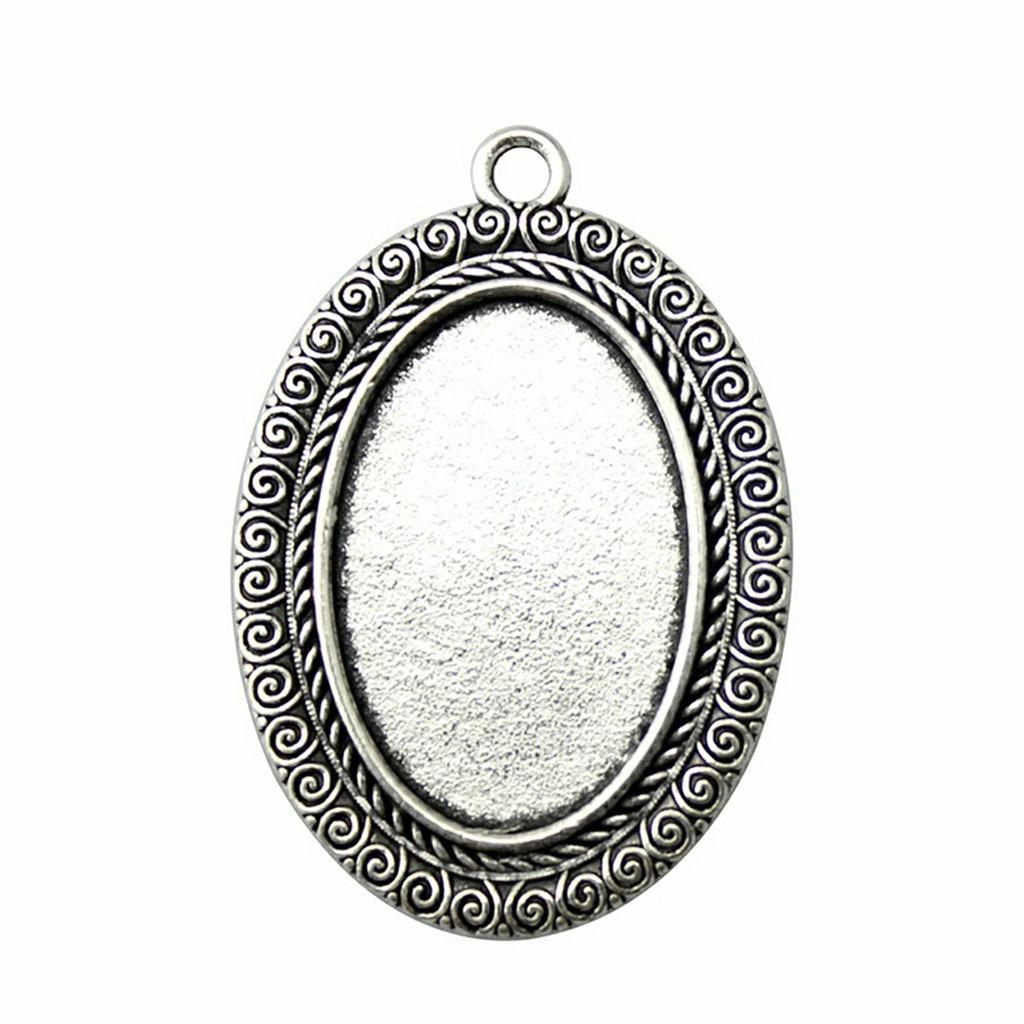 Antique Flower Frame Oval Bezel Charms For DIY Projects Glass Blank Tray Base