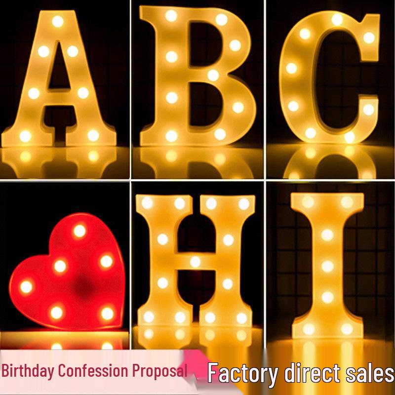 

Маленькие светодиодные светильники в форме букв и цифр для украшения вечеринок, предложений и празднований Red Heart Light (without battery)