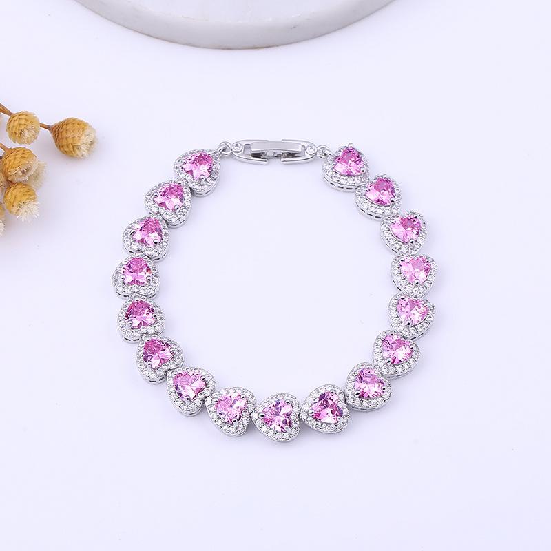 Koreanische Version Herzförmiges Edelsteinarmband mit Vollbesatz und Platinbeschichtung