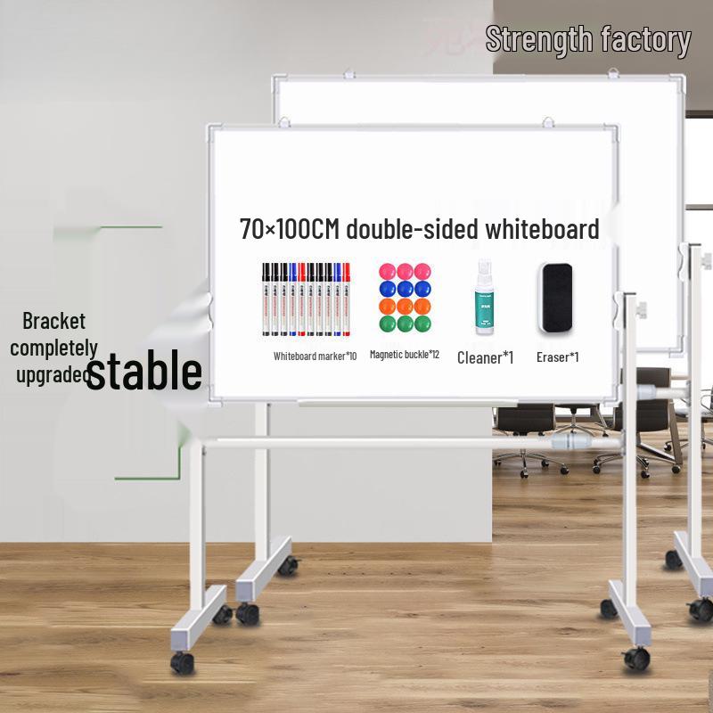 Double-Sided Magnetic Whiteboard & Chalkboard with Mobile Stand for Home, Teaching, and Office Use