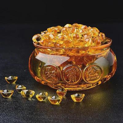 Yellow Glazed Crystal Cornucopia Ornaments for Home Decor