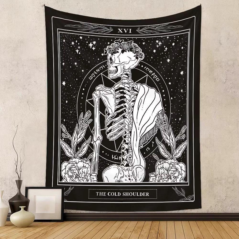 VIKAMA Black White Unique Moon Wave Tapestry, Instagram Wall Hanging for Bedroom Decor