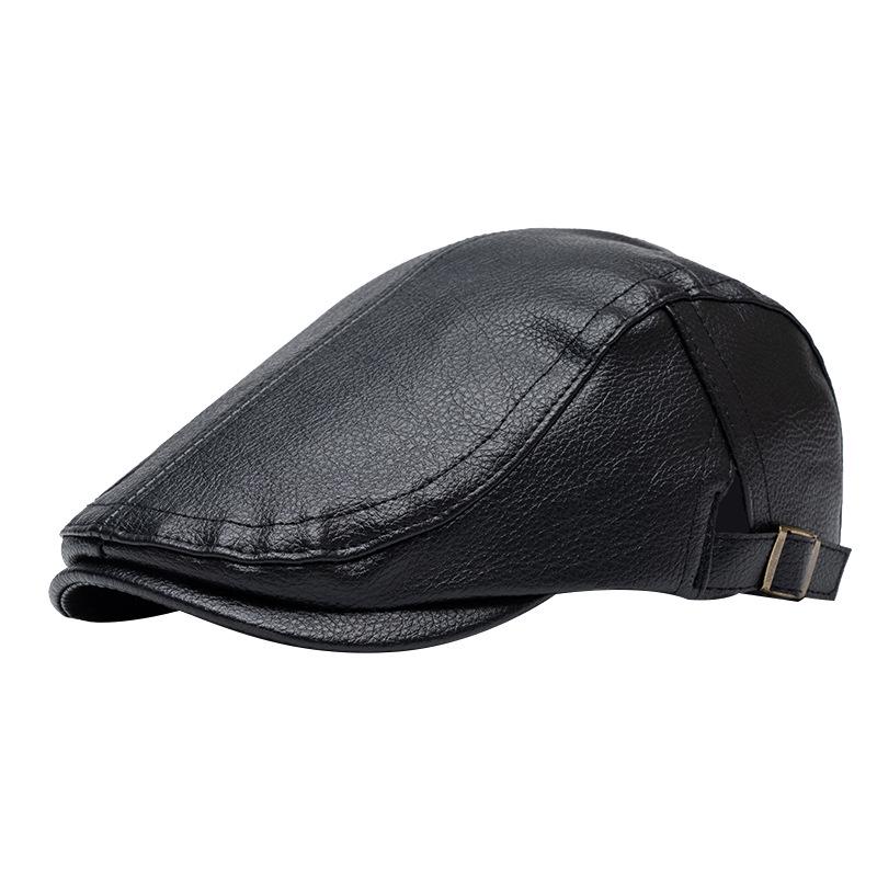 Men's Imitation Sheepskin Duckbill Cap - Stylish Korean, Middle-Aged & Elderly Newsboy Beret for Autumn/Winter.
