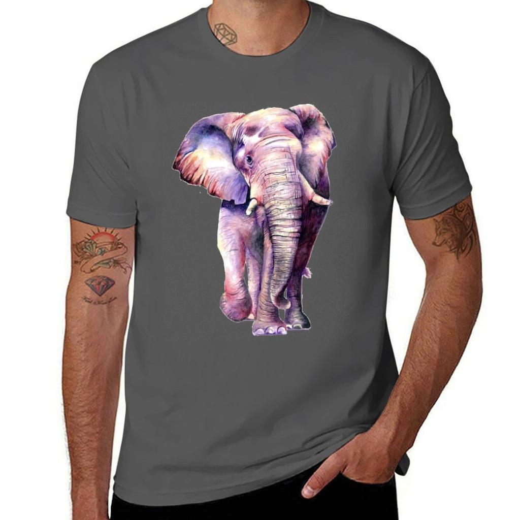 Butterfly Colored Elephant TShirt Outdoor Work Short Sleeve Top