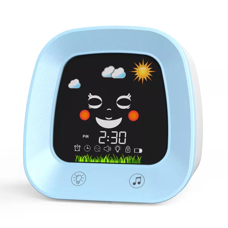 New Children Wake up Light Alarm Clock Kid LCD Digital Clock Green Light Sleep Trainer Night Night Smart Music TV Desk Clock