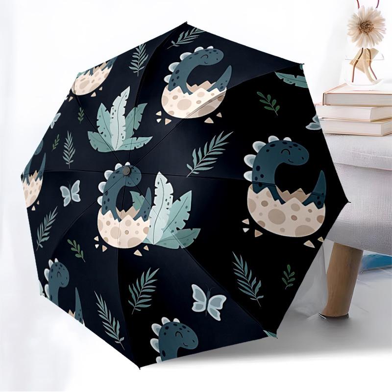 1PC Dino Eggs Automatic Folding Umbrella - Compact 8-Rib Design, Durable Plastic & Iron, Lightweight for Outdoor Daily Use, Festive Gift033