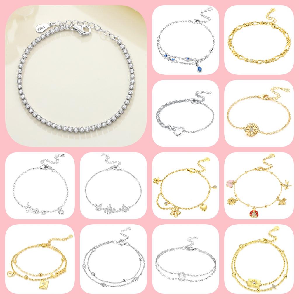 Dainty 925 Silver Butterfly Tennis Bracelet Inlaid Cubic Zirconia Charm Fine Jewelry For Women Wedding Birthday Gift