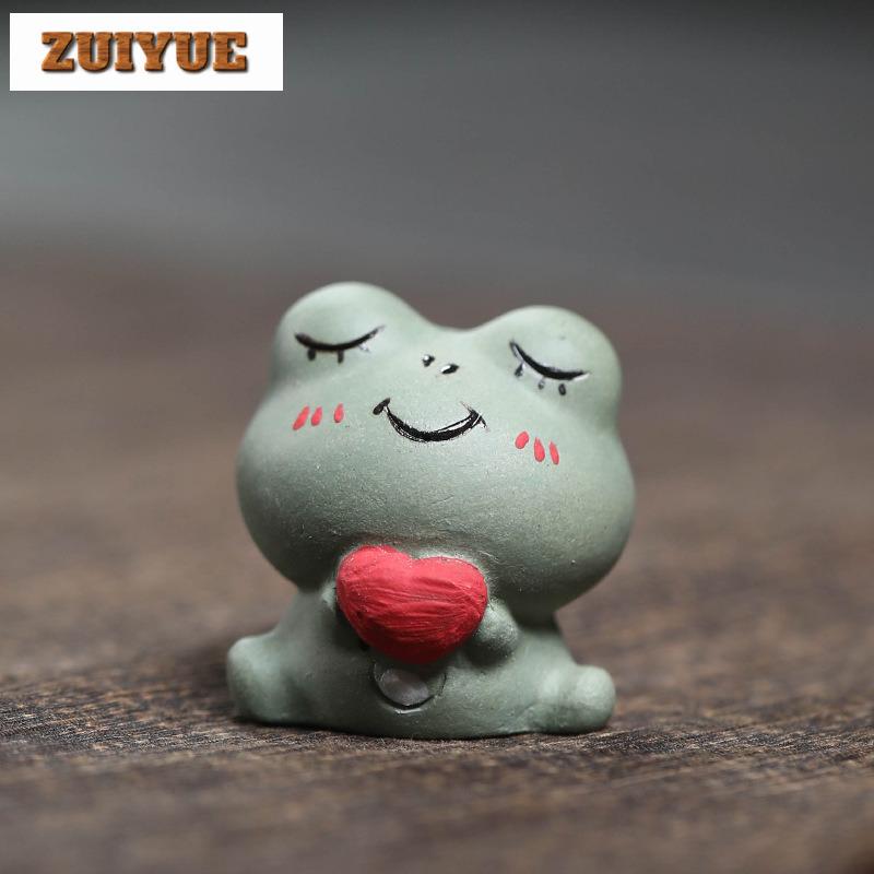 Yixing Zisha Wealth-attracting Cute Frog Cat Tea Pet Aesthetic Tea Games Tea Figurine Play Toys Tea Statue Ornaments Teaware