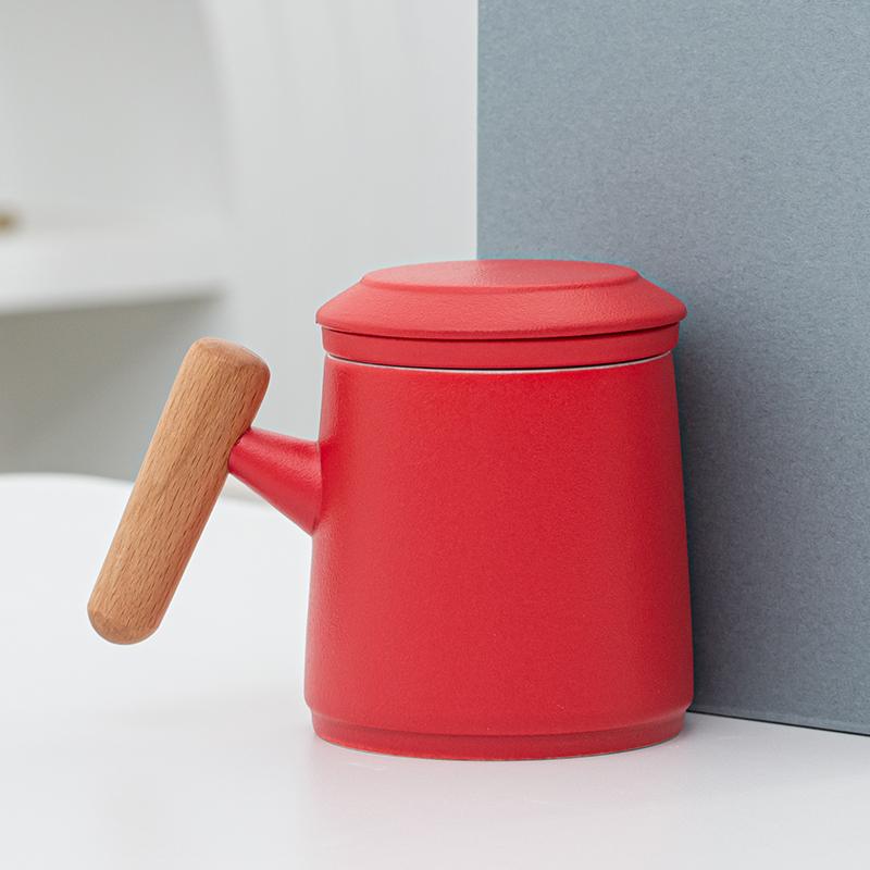 450ml Ceramic Mug Household Water Separation Cup Office Covered Filter Cup Tea Steeping Cup Drinking Utensils Teaset Accessories