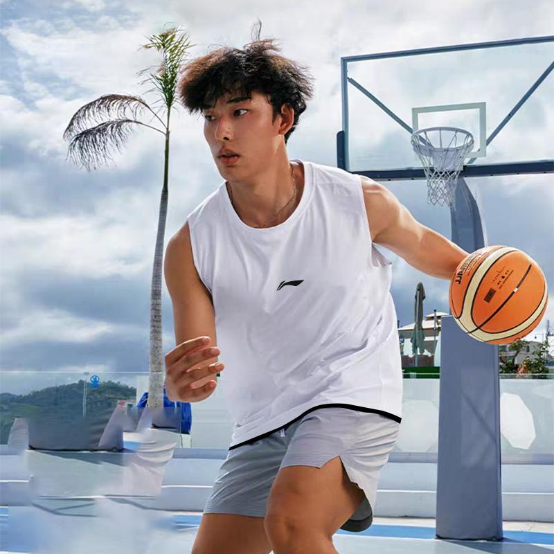 Li Ning Sports Comfortable Simple Versatile Summer Casual Lightweight Breathable Sleeveless Top Fitness Training Unisex tops White YVSW023-1
