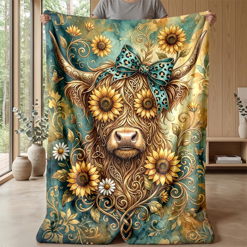 Mechanical Calf In Farm Theme Blanket Lightweight Warm Flannel Blanket Decorative Throw Blanket for Home Decoration