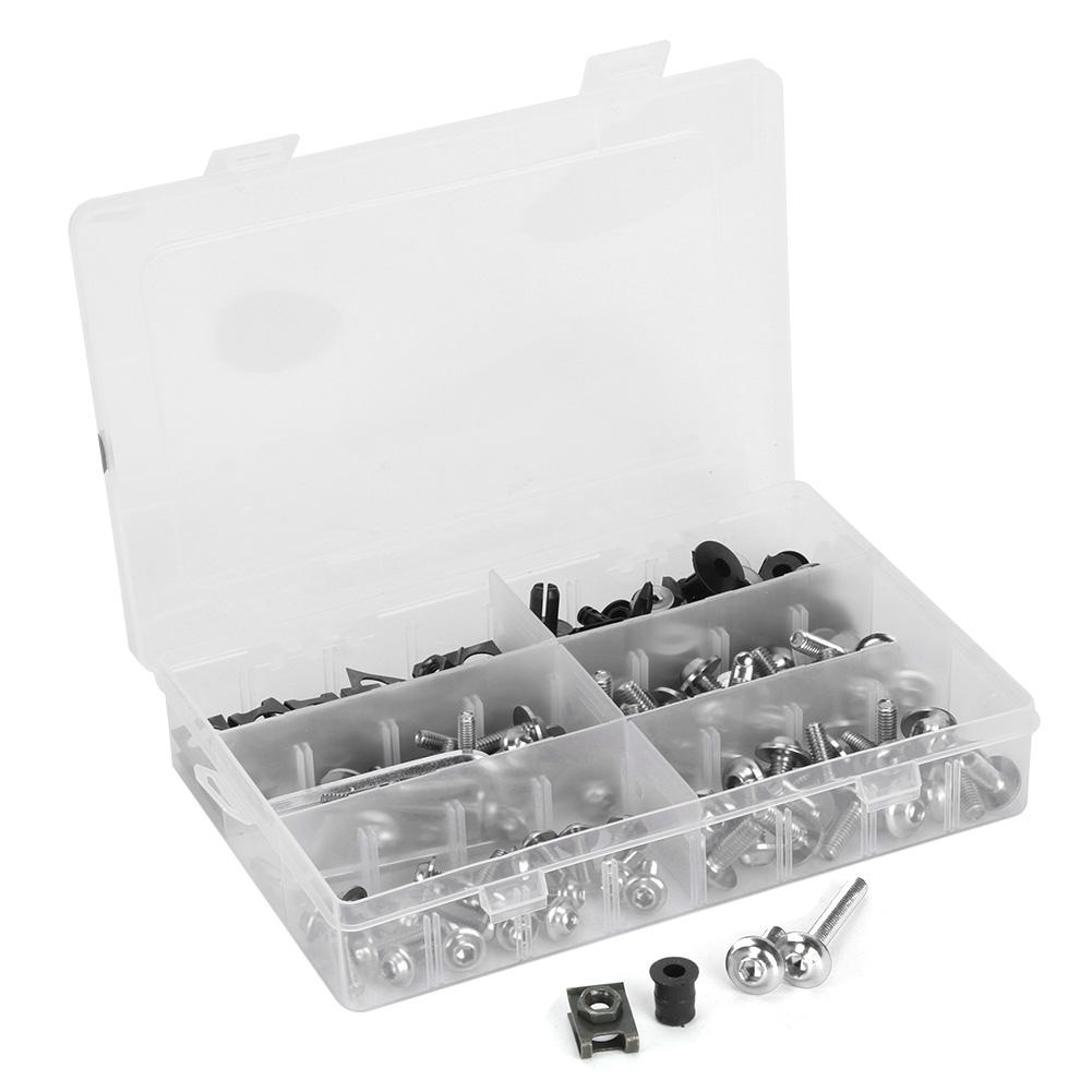 173pcs Motorcycle Fairing Bolts Kit Windscreen Bodywork Screws Nuts Hardwares for MotorbikeSilver