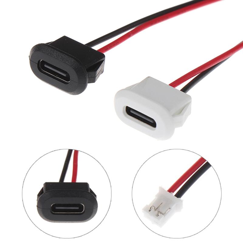 1pcs 2Pin USB-C Type Waterproof USB Contor Direct Compression Female Base Socket Charging Interface With Welding Wire