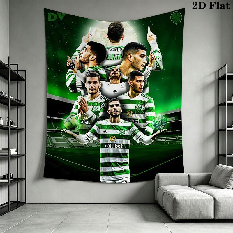 Celtic Football Club Wall Hanging Printed Fabric Blanket Decorative Tapestries for Bedroom Living Room Home Decor