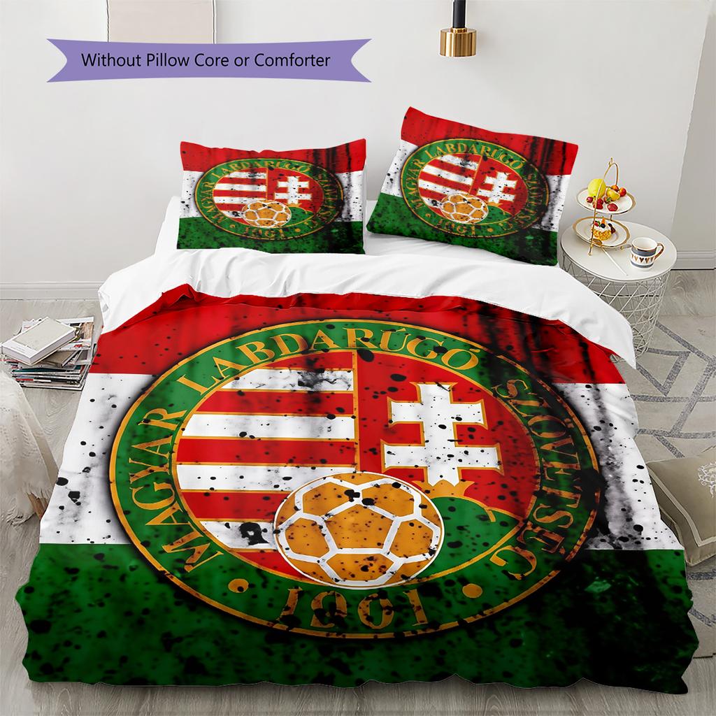 Hungary National Football Team  Pattern Bedding Quilt Set  Home Decoration  Gift (1 * duvet cover + 2 * pillowcase  without core)