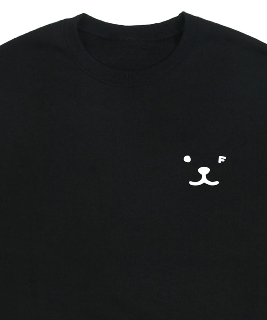 GRAVER [Unisex] Puppy Face Small Drawing Smile Sweatshirt_Black/White Logo