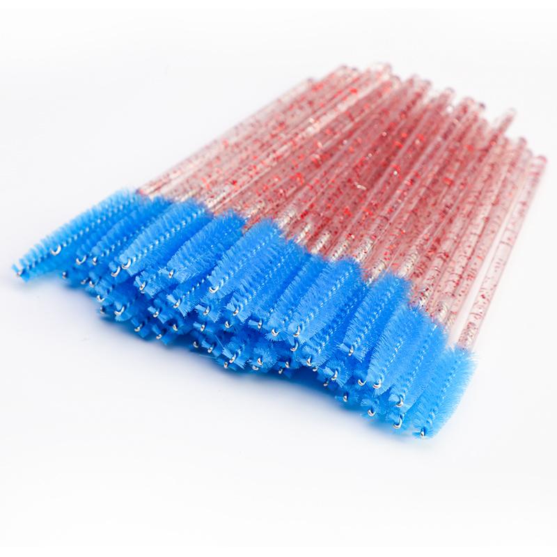 2024 Hot Sale Crystal Shine Eyelashes Mascara Brushes Private Logo Diamond Eyelashes Nylon Fan Brush Make-Up Tool