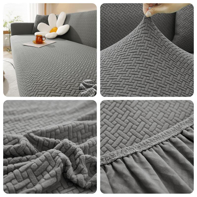 Elastic Sofa Covers Geometric ArmChair Knitted Sofa Couch Slipcovers Chair Protector 1/2/3/4/5 Seater Solid Slipcovers Set
