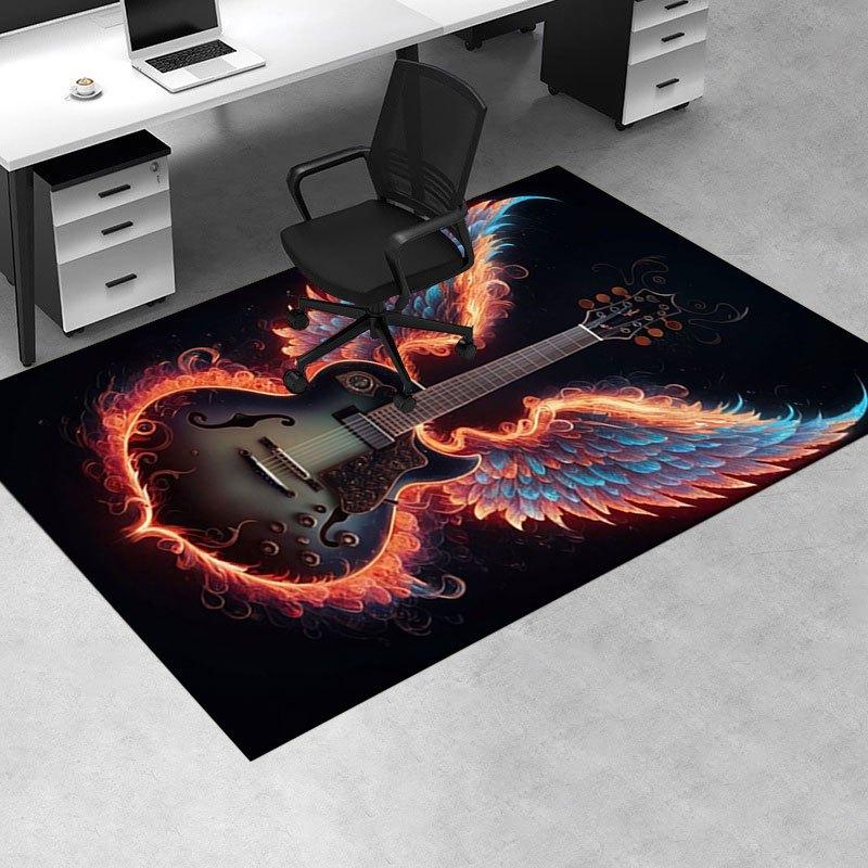 "Angel Wings Electric Guitar - Flame Design"Office Mat Home Decor Office Desk Chair Carpet for office ph83