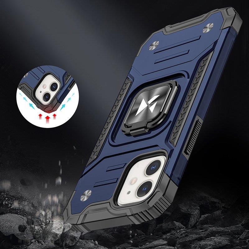 Armored Case Cover for iPhone 14 Plus Magnetic Holder Ring Armor Blue
