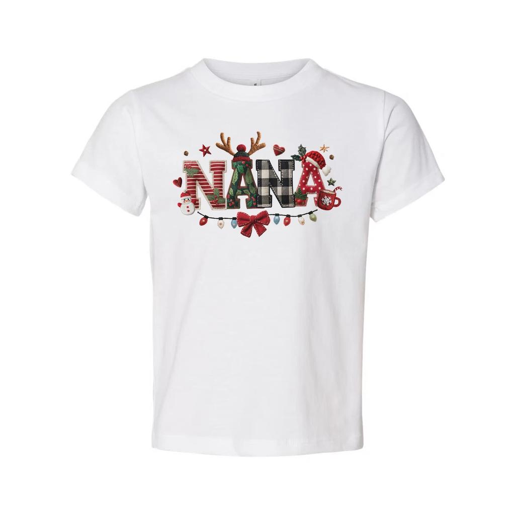 Nana Christmas Graphic T Shirt Unisex With Festive Lettering And Holiday Icons M