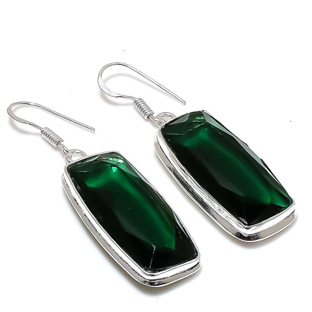 Chrome Diopside Gemstone 925 Sterling Silver Gift Jewelry Earring 2.01"