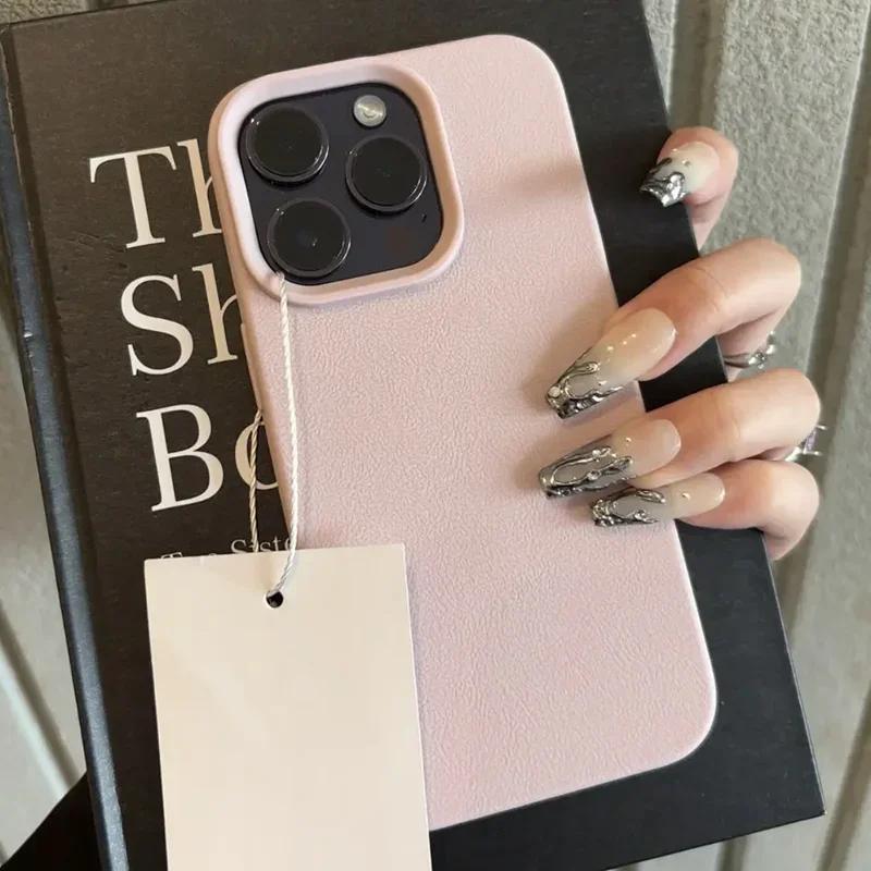 

Роскошный матовый мягкий кожаный чехол для телефона Candy для iPhone 16 15 14 Plus 13 12 11 Pro Max Защита объектива Ударопрочный силиконовый чехол For iPhone 13