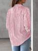 Women's Striped Long Sleeve Collared Button-Down Shirt with Pocket