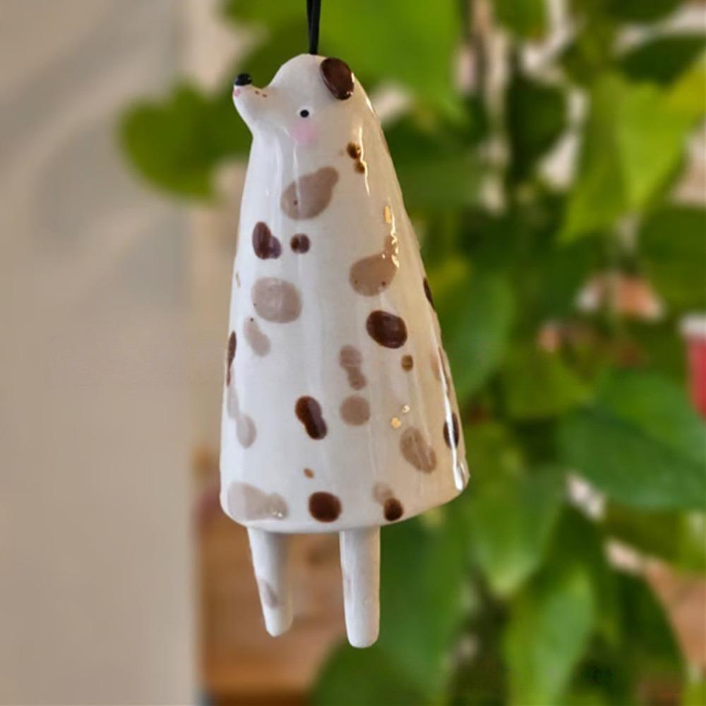 New Cute Ceramic Bells Collection Cartoon Craft Handmade Wind Chimes Simple Yard Pendant Home Decoration