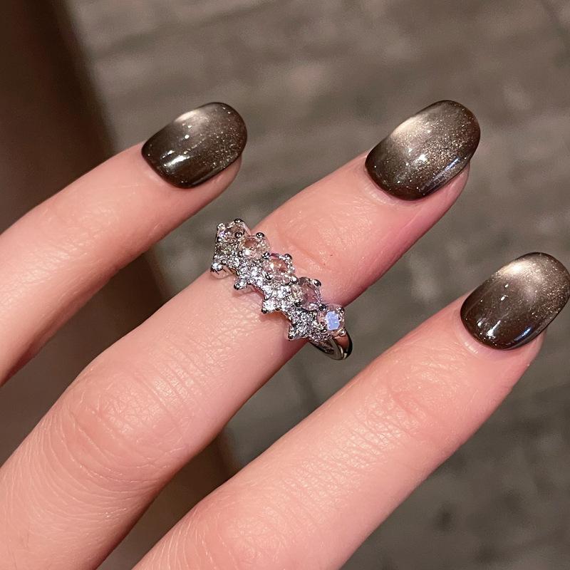 Pink Gemstone Girl Sweet Cool Wind Open Ring Niche Design High Sense Simple Fashion Personalized Ring