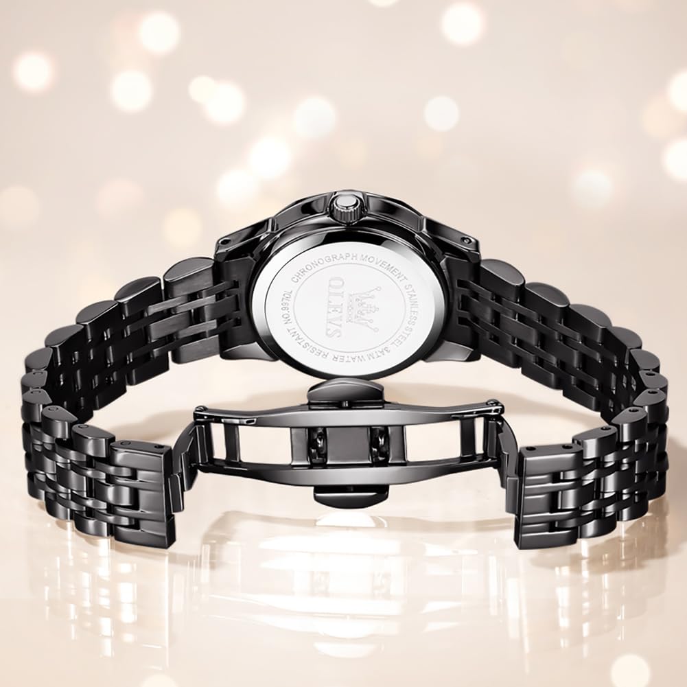 OLEVS Women's Watch Japanese Quartz Stainless Steel Band Classic Dial Luminous Waterproof Business Ladies Watch Popular Stylish Cute Gift
