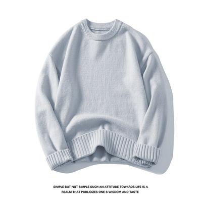 2025 Herbst Winter Herren Casual Pullover Herren Einfarbig Pullover Herren Rundhals Langarm Gestrickt Harajuku Pullover