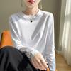 Spring Autumn Cotton Long-Sleeved T-Shirt Women's Round Neck Mercerized Cotton Bottoming Shirt Loose Top