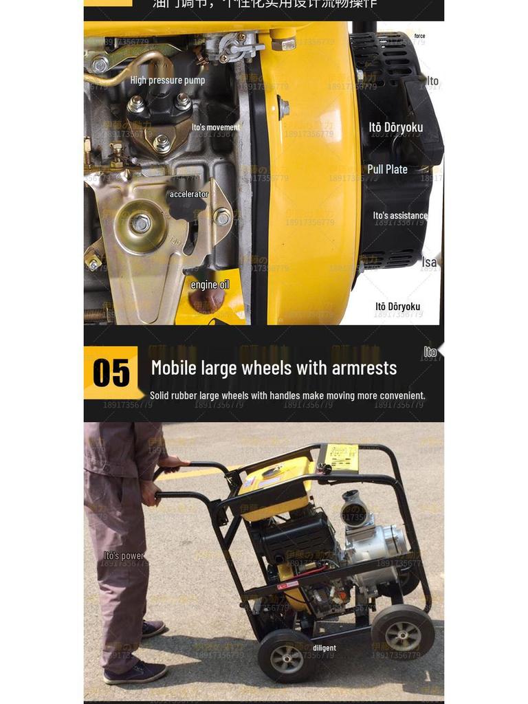 2-8 inch Mobile Diesel Water Pump with Wheels for Irrigation, Drainage, Flood Control, Emergency, and Fire Fighting