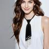 Preppy Pearl Tassel Tie Long Decorative Women Shirt Accessory Elegant Style for School Uniform Work Party