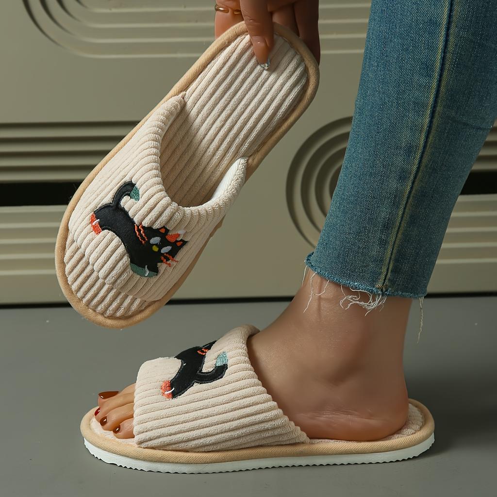 Modische Niedliche Kätzchen Slipper Rutschfest Bequem für Zuhause und Schlafzimmer Hausschuhe Verspieltes Katzen-Design Weiche Stoffhausschuhe Niedliche Hausschuhe