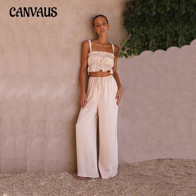 Summer Women's Suit One-line Collar Suspender Wide Leg Pants Fashion Suit Women's Wide-legged Backless Suit