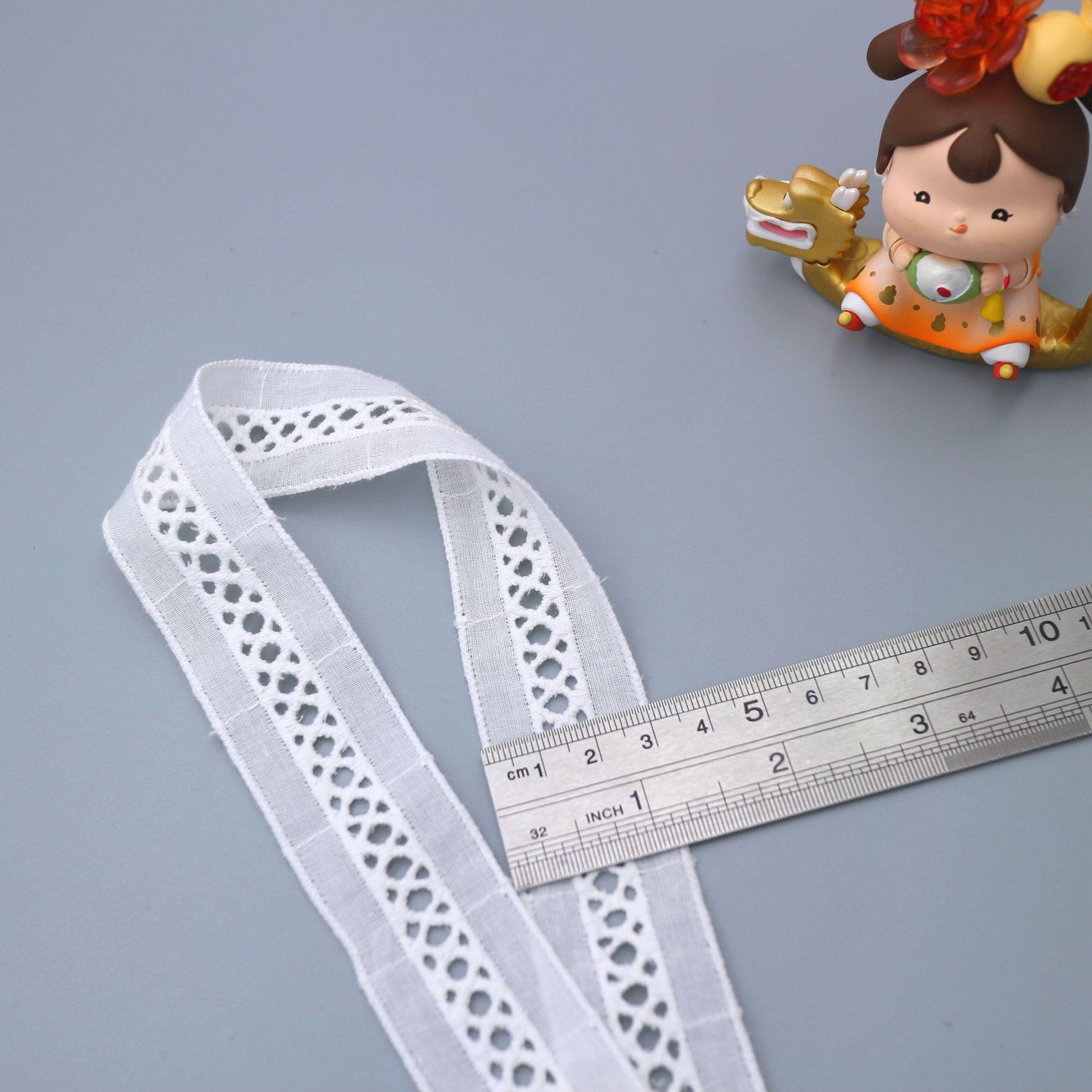 Хлопковое кружево с вышивкой, Кружевные аксессуары для одежды и домашнего текстиля, Изысканные хлопковые кружевные аксессуары с перфорацией YM2454