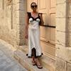 Lace Hollow Satin Long Dress Women Satin Sexy Off Shoulder Ruffle Slit Maxi Dresses Party Club Elegant Evening Dress
