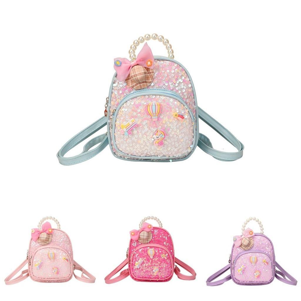 Adorable Cartoon Butterfly Kids Backpack Pearl Handle Stylish Pink School Bag