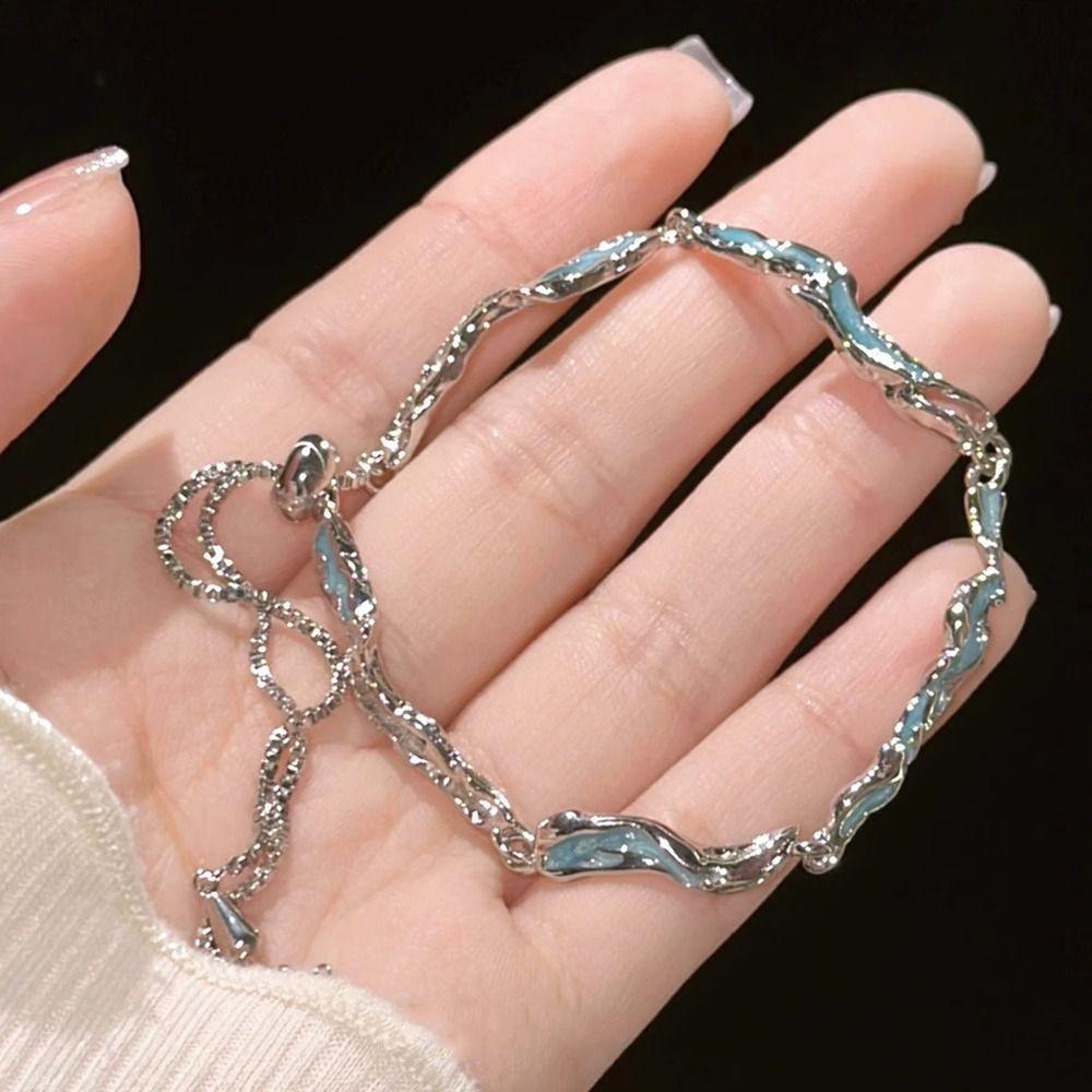 Ice Blue Sea  Sweet and irregular blue wave bracelet design sense light luxury niche exquisite jewelry gift