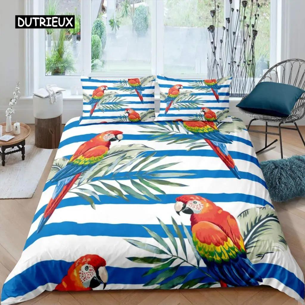 Tropiska Fåglar Påslakan Mönster Exotiskt Lyxigt Påslakan Europeisk Design Retro Påslakan Sängkläder Set för Sovrum Kvinnor