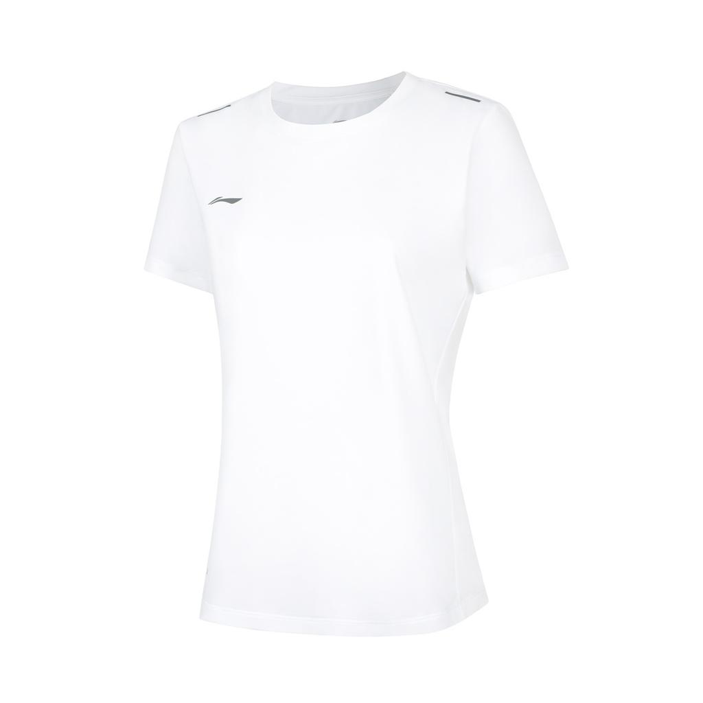 Li-Ning Solid Color Round Neck Pullover Sports Short Sleeve T-Shirt Women Tops White ATSU552-7