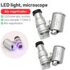 80X/100X LED Mini Microscope Adjustable Jewelry Eye Loupe Magnifier with LED UV Light Pocket Magnifying Glass for Watch Pepair