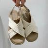 Open-toed Roman shoes women's 2025 new summer versatile soft-soled flat-soled thin cross-strap non-slip beach sandals women