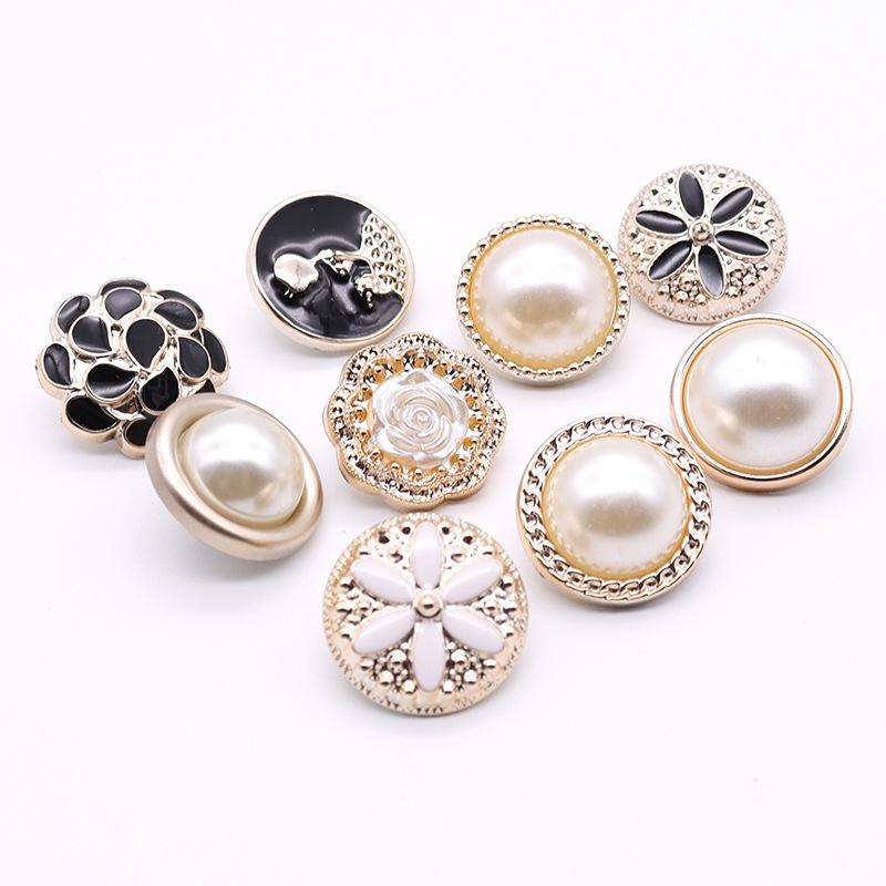 High-End Pearl Plastic Buttons, Women'S Clothes Coat Coat Buttons, Versatile Oil Round Decorative Buttons