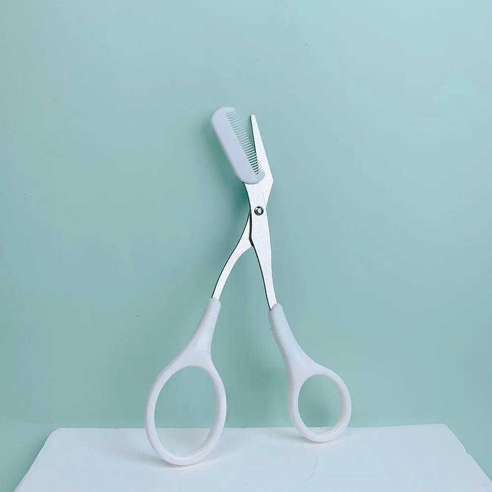 Stainless Steel Eyebrow Trimming Cissors with Built-in Comb Pink/White/Black SPrecise Grooming Tool Creating Perfect Eyebrows