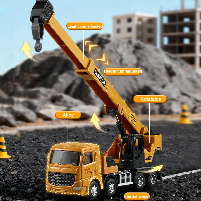 1:55 6 Styles Engineering Diecast Crane Excavator Truck Vehicle Construction Alloy+Plastic Inertial Model Toys For Children Boys